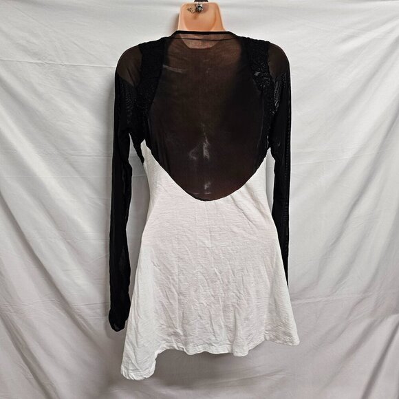 Free People Rendezvous Lace Trim Top Blouse Women Size S White/Black - Picture 6 of 15